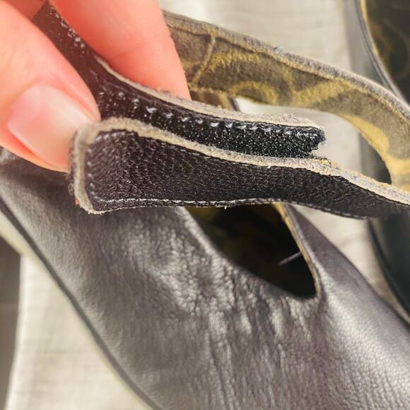 Fly‎ London Black Leather Yala Wedge Peep Toe Ankle Strap Size 37/6.5 - Picture 4 of 10